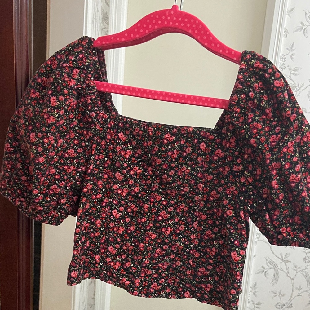 GAP Black and Pink Floral Kids Blouse